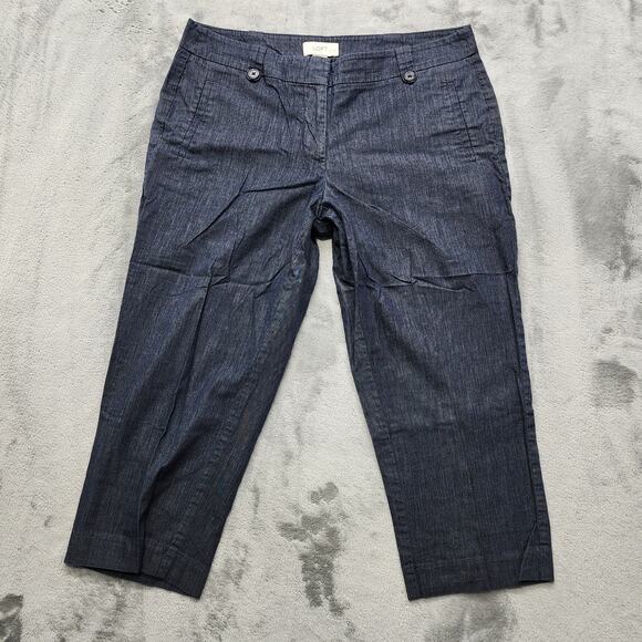 Ann Taylor LOFT Pants Womens 6P PETITE Blue Mid Rise Crop Tapered Preppy Office - Picture 1 of 10